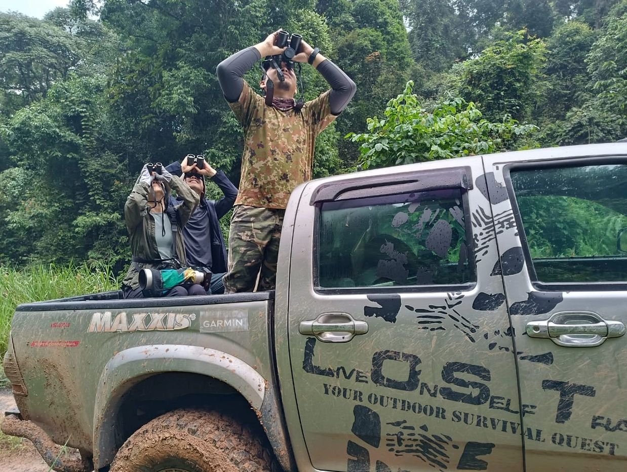 Group of people doing wildlife safari at Deramakot Forest Reserve