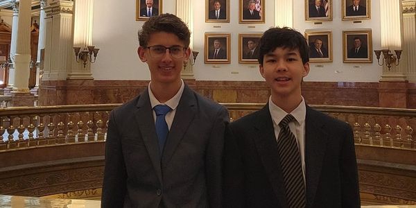 Kiran Herz (Left) and Jaiden Hwang (Right). Photo taken on March 17, 2025 at the Colorado State Capi