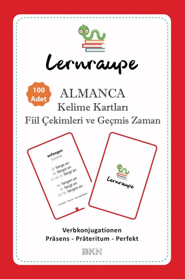 100 German verb conjugation flashcards for present, past, and perfect tenses.