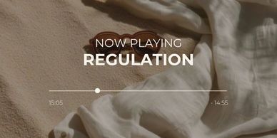 A media player screen showing 'Now Playing Regulation' with a progress bar over fabric.