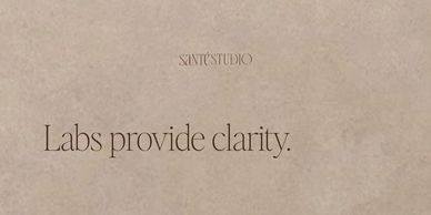 A minimalist text image stating 'Labs provide clarity.' with a studio name.