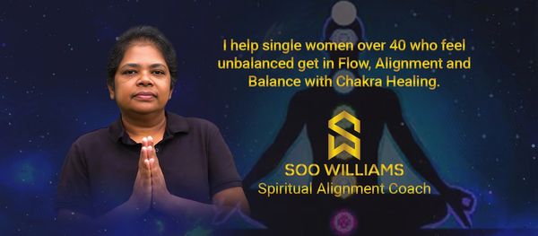 Facebook Cover Page Soo Williams Spiritual Alignment Coaching and Chakra Healing Coaching.