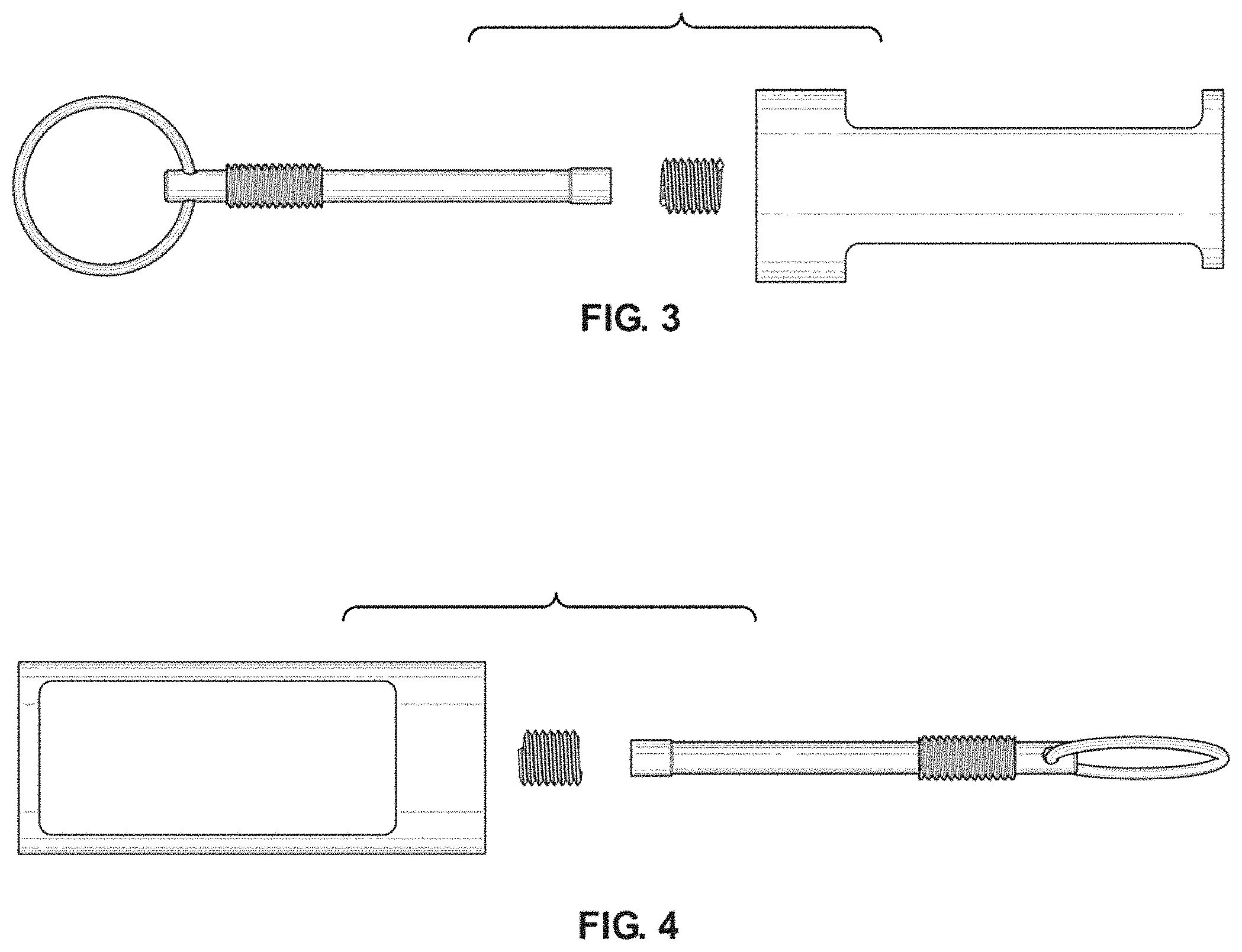 Technical drawings of a keyed pin assembly with two configurations.