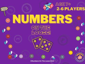 Board game 'Numbers On The Loose' for ages 7+ with 2-6 players.
