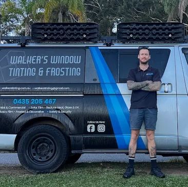 Matt Walker beside Walkers Tinting van – Central Coast window tinting expert.