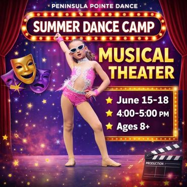 Young dancer posing for Peninsula Pointe Dance's summer musical theater camp.