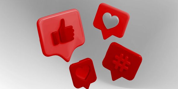 Social media-related icons for likes, comments, and shares.