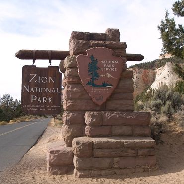 Zion National Park Entrance Monument Sign