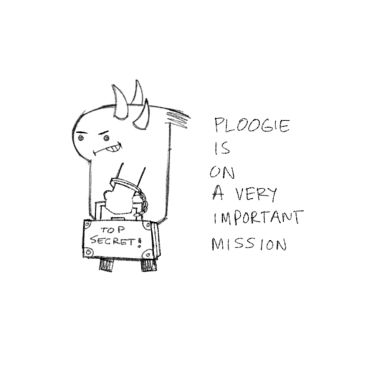 Cartoon character with horns holding a briefcase labeled 'Top Secret'.