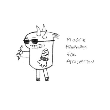 Cartoon character with horns and sunglasses holding a pen, captioned about preparing for adulthood.
