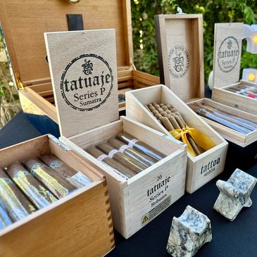 Large variety of premium cigars at a private fundraiser event