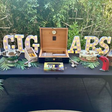 Cigar Bar service table at a private backyard event