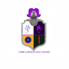 A colorful emblem with a boy, shield, and sword theme.