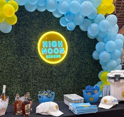 corporate event grass backdrop rental flower wall green party decor