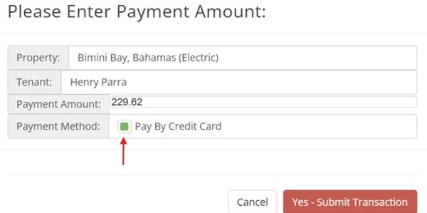 Payment form for electric bill at Bimini Bay, Bahamas.