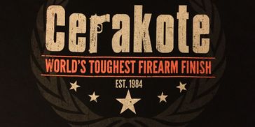 Cerakote logo with tagline "World's Toughest Firearm Finish" and established year 1984.