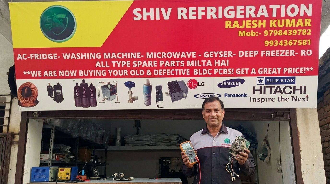 Shiv Refrigeration Patna shop front and technician"