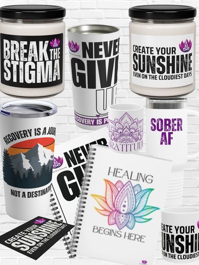 Serenity House Merchandise, Candles, Journals, Recovery gear