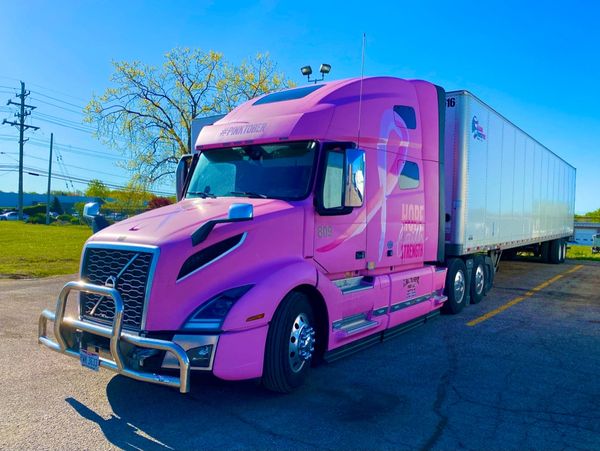 pink truck for transportation