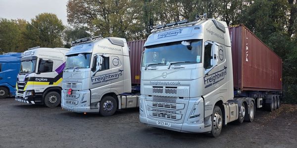 An image of two HGV trucks to show how Freightways is looking for Class 1 and Class 2 drivers.