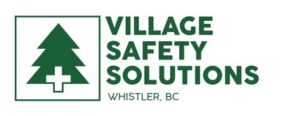 Village Safety Solutions logo of Whistler, British Columbia. Green tree graphic with first aid cross