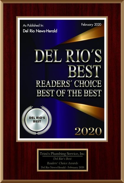 Award plaque for Del Rio's Best Readers' Choice 2020.