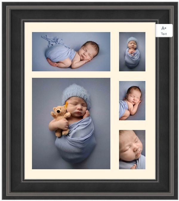 multi aperture frame print newborn baby Cannock staffordshire images blue wrAP TEDDY KNITTED HAT