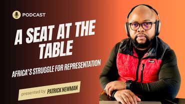 Podcast cover for 'A Seat at the Table' about Africa's representation struggle.