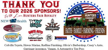 Thank you to the 2026 sponsors supporting Hunters Community Fair.