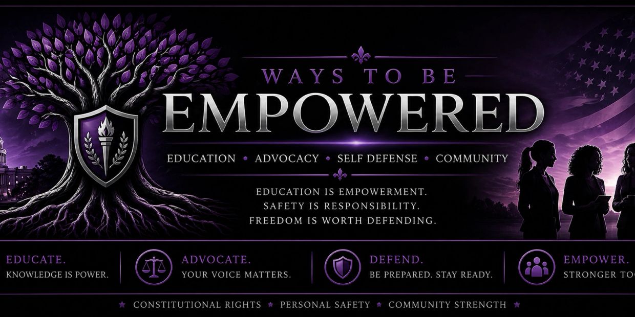 Empowerment through education, advocacy, self-defense, and community strength.