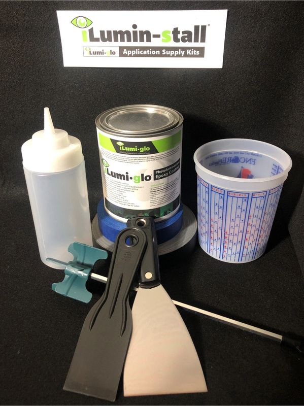 Everything you need to mix, mask and apply iLumi-Glo Photoluminescent Epoxy Coating.