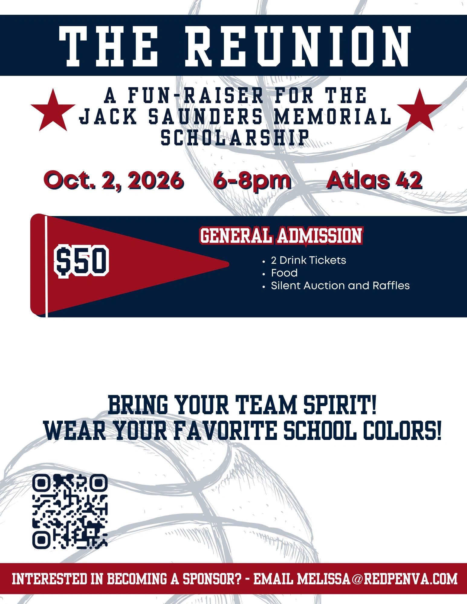 Fundraiser for Jack Saunders Memorial Scholarship on Oct 2, 2026, from 6-8pm at Atlas 42.