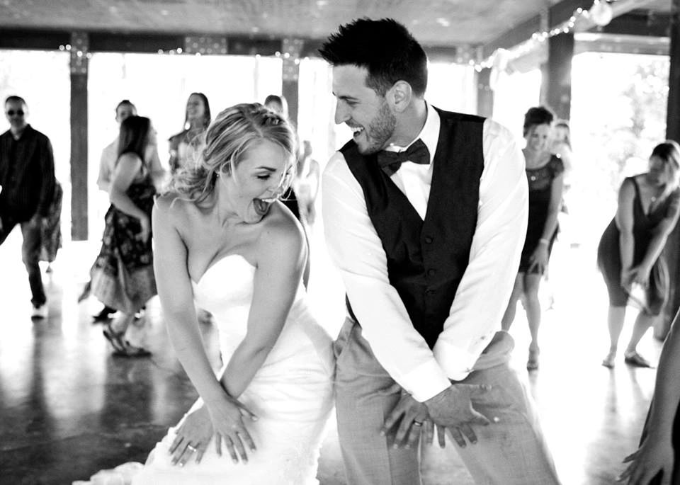 Couple celebrating with Moonbeam Music at their wedding