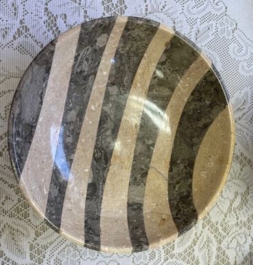 Striped Fossil Marble and Coral Marble bowl