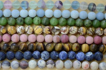 Matte Fluorite, Matte Lapis, Matte Jade Beads, Matte Angeline, Matte Tiger Eye