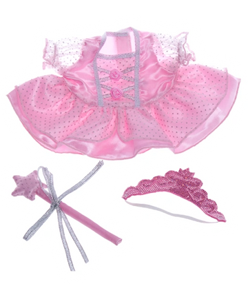Pink princess dress with wand and tiara for kids.