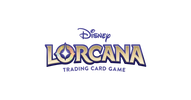 Clickable logo. Lorcana is in gold text. Disney and Trading Card Game is black text.