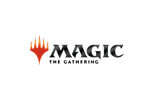 Clickable logo. Magic The Gathering text is black font. On the left is orange Planeswalker symbol.