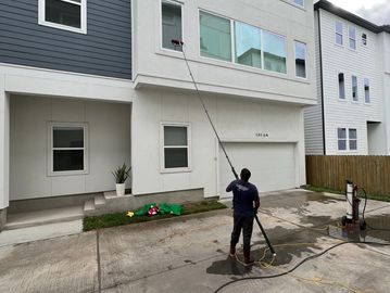 Residential soft water window washing takes half the time than strip window washing 