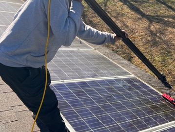 We use all natural water to clean solar panels no chemicals so it doesn’t void your warranty