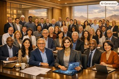 Diverse business team in a conference room.