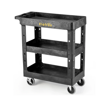 Plastic cart, tool cart on wheels, rolling cart, service carts, utility cart, heavy-duty cart.
