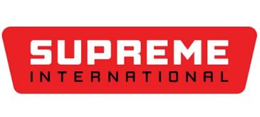 Red and white Supreme International logo with bold text.