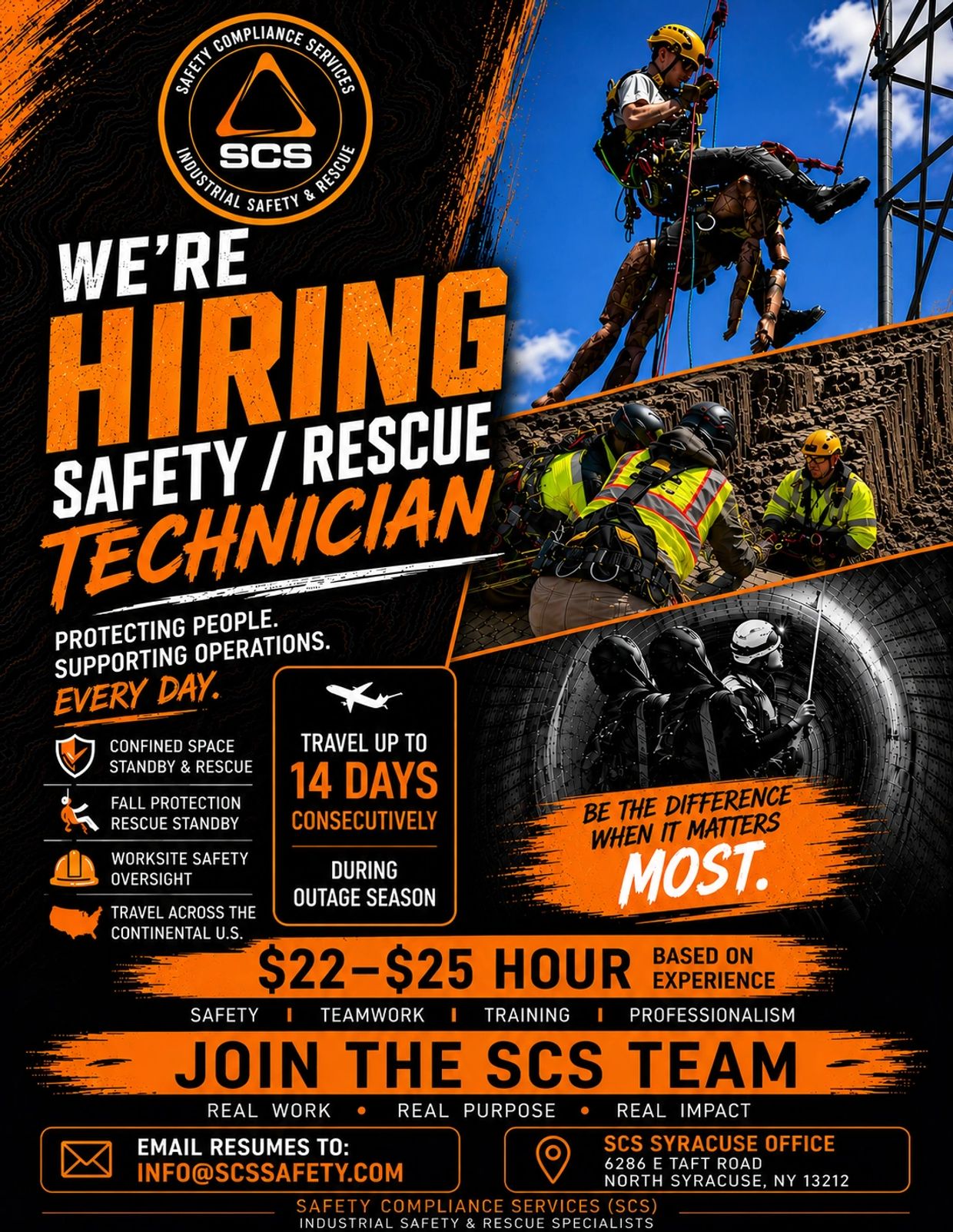 Hiring safety and rescue technicians for industrial safety roles.