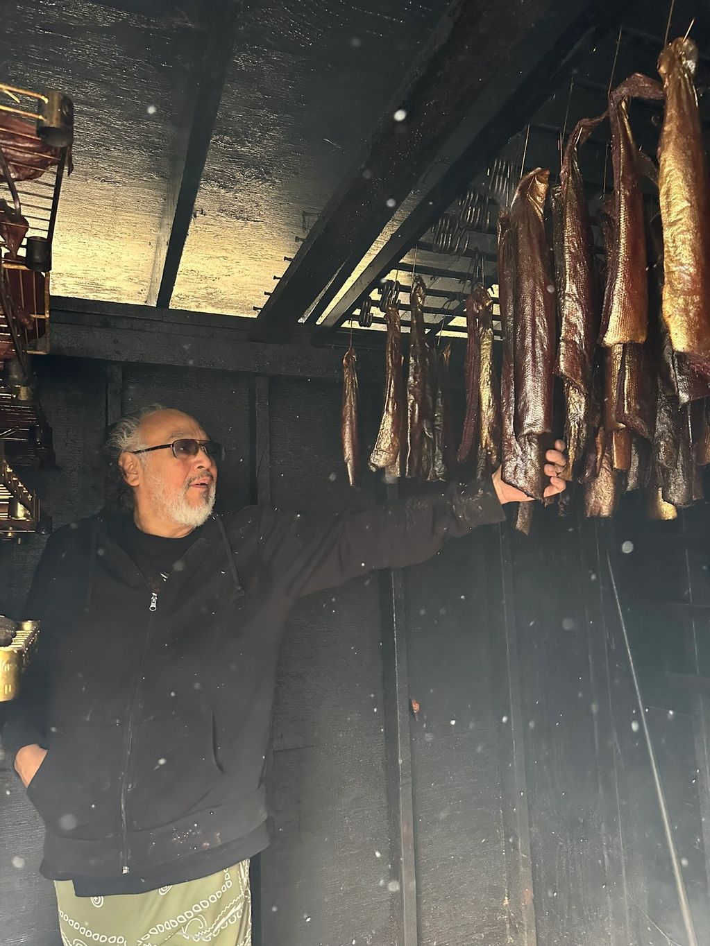 Eugene with hanging fish