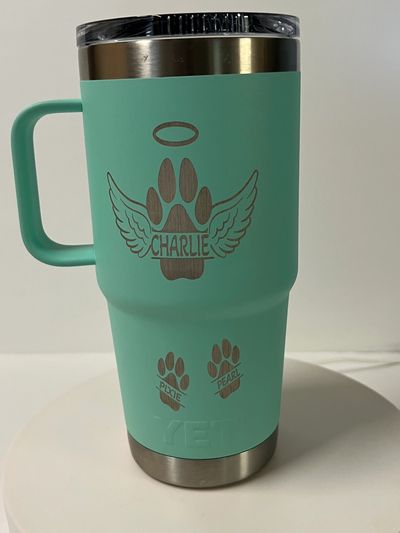 Laser engraved Yeti Tumbler, laser engraved tumbler, laser engraving, plymouth, ma