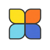 Colorful four-petal abstract flower icon.