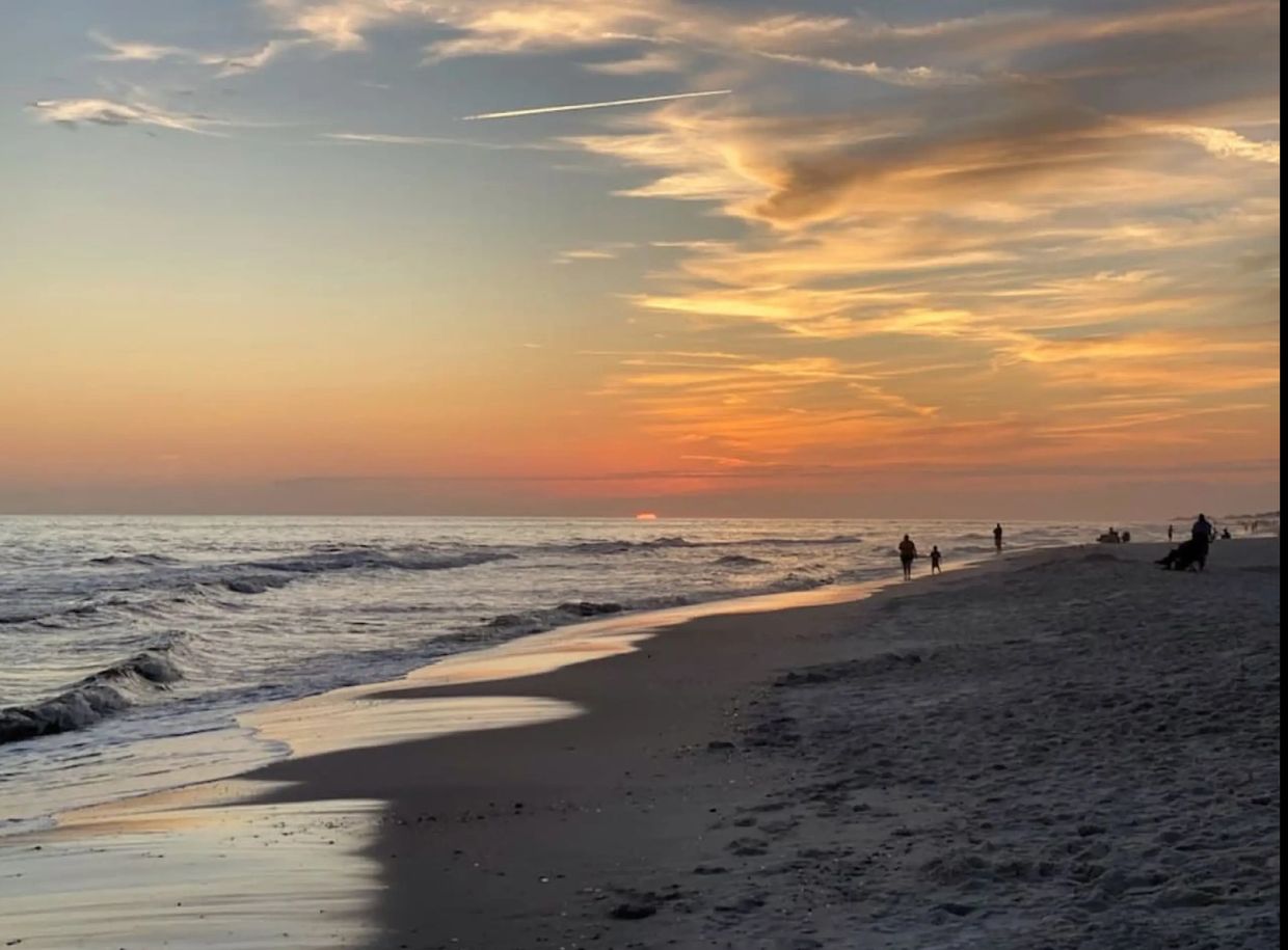 Sunset over the beach in Gulf Shores, Alabama near the Sea Haven condos