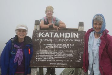 Sandra Lymberis Wilson with hiking group, 2018
