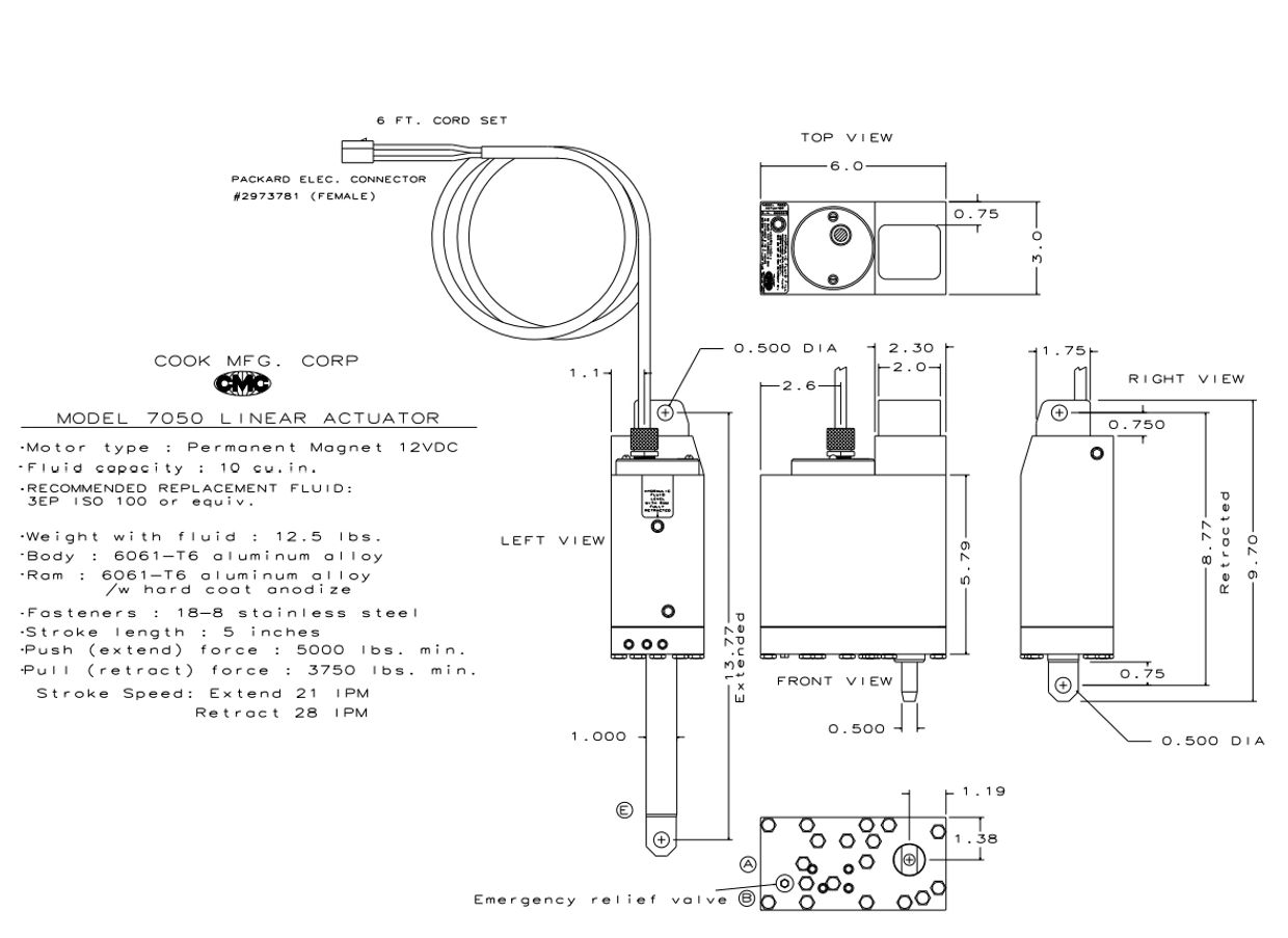 Schematic drawing of CMC and T-H Marine 7050 Hydraulic Actuator
